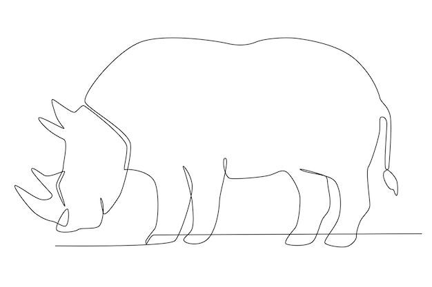 A rhinoeating illustration for world wildlife day one line art