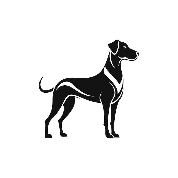 Rhodesian Ridgeback dog vector silhouette minimalist logo design black and white