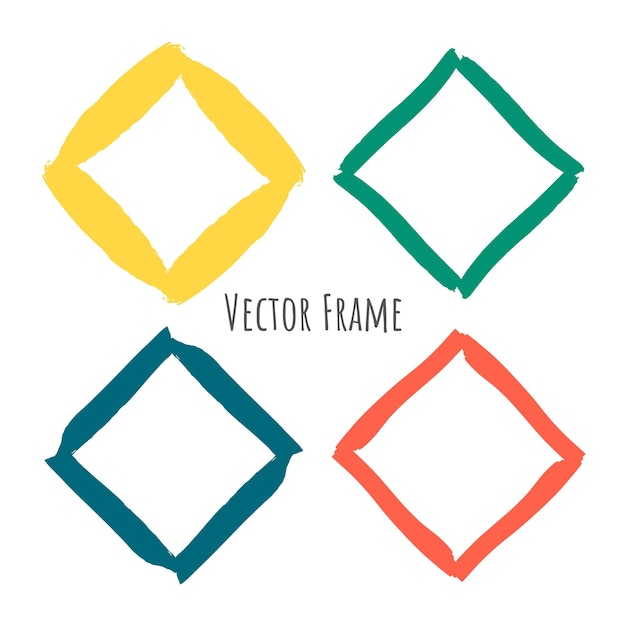 Rhombus frame Brush stroke hand drawn frame for logo design banner postcard Vector illustration