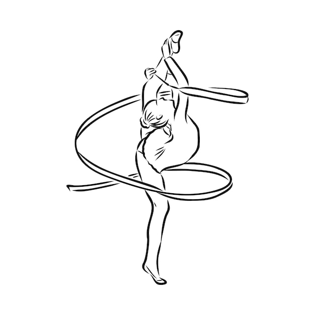 Rhythmic gymnastics Beautiful gymnast The woman is slim and young rhythmic gymnastics