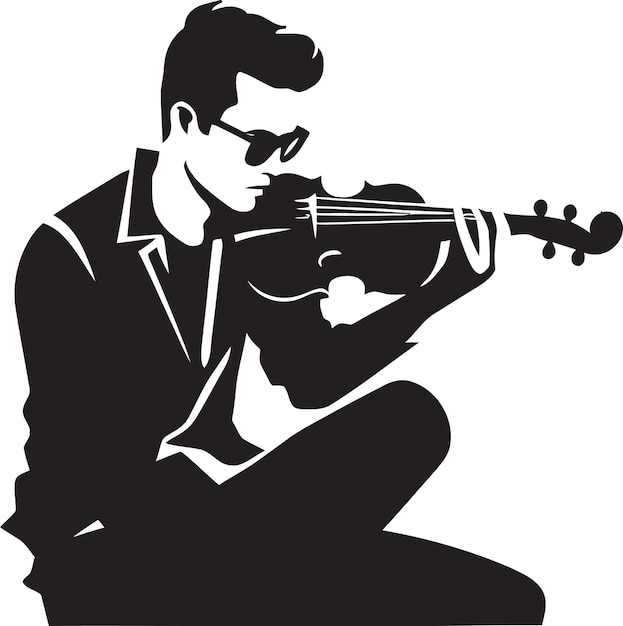 Rhythmic Reverberation Guitar Player Vector Serenade Serenity Musician Logo Art