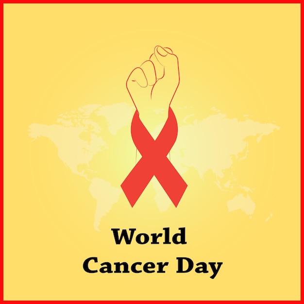 ribbon breast cancer sign with Holding hands, World cancer day concept layout poster template design