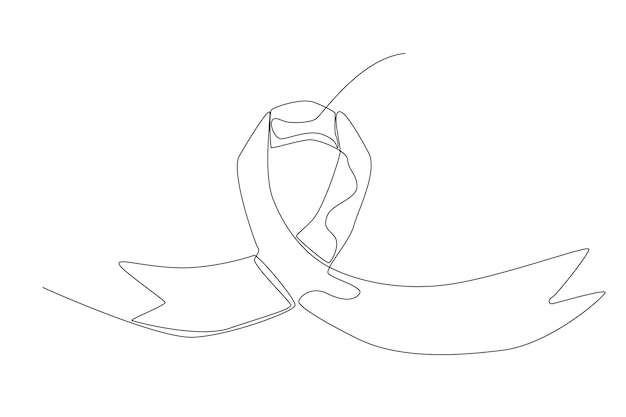 A ribbon for cancer campaign awareness one-line art