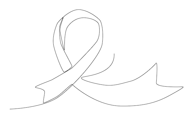 Ribbon concept to support world cancer campaign one line art