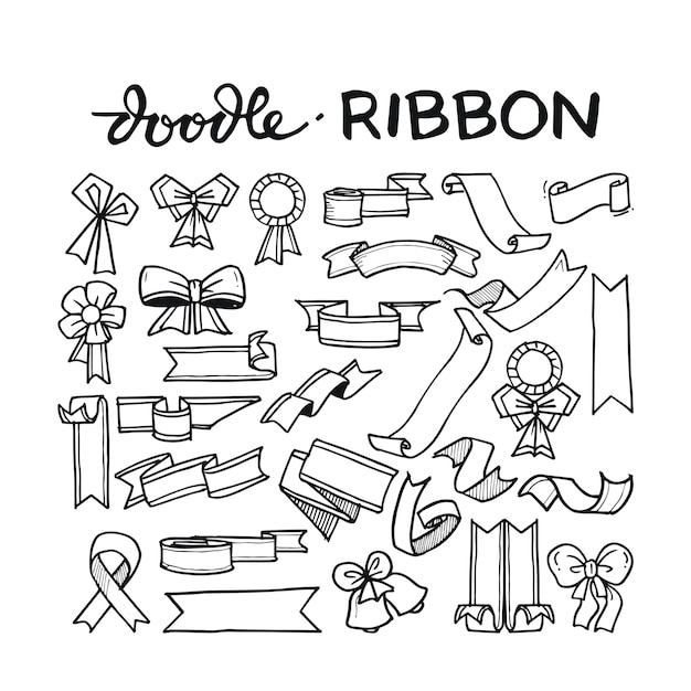 Ribbon doodle hand drawn