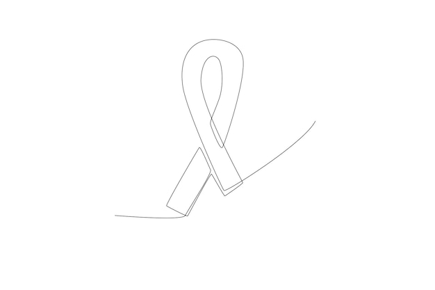 A ribbon for health campaign awareness one-line art