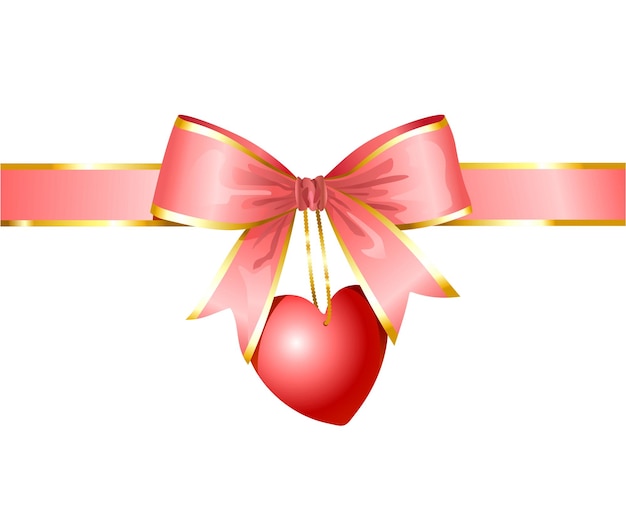 Ribbon and heart gift of love vector