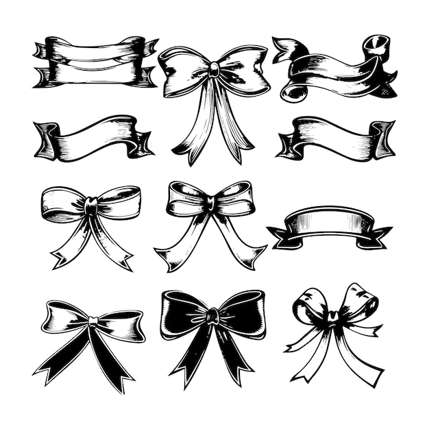 ribbon illustration line art