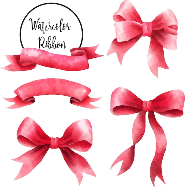 ribbon set watercolor red party