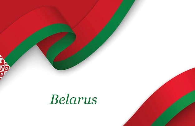 Vector ribbon with fllag of belarus on white background