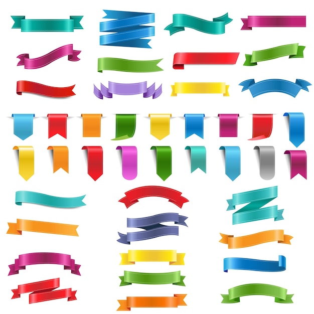 Ribbons Big Collection White Background