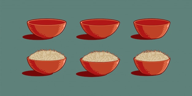 Rice bowls in asian style.