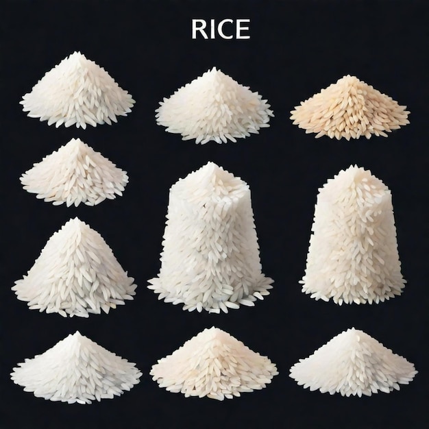 Vector rice cartoon vector set white background isolated