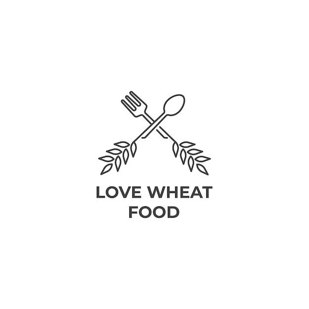 Rice food, wheat, spoon, fork. Vector logo template