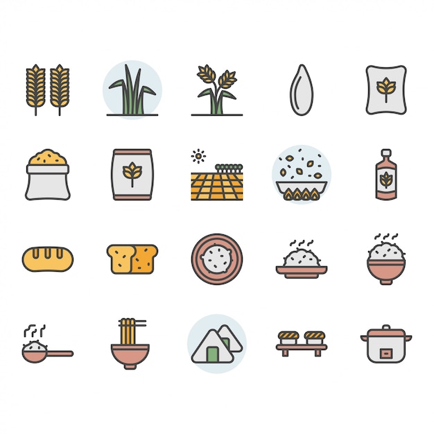 Rice icon and symbol set