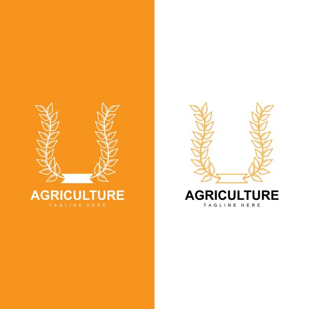 Rice Logo Farm Wheat Logo Design Vector Symbol Icon Graphic Illustration