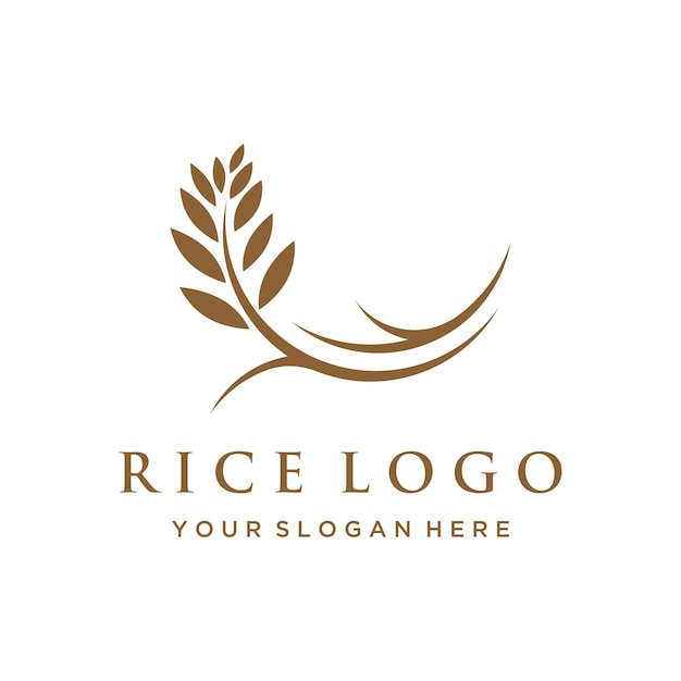 Rice organic farm natural plant Logo template for business company agricultureproduct