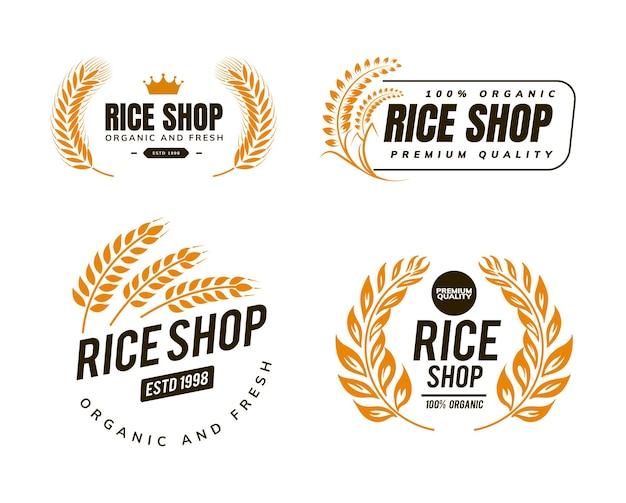 rice and wheat logo template design