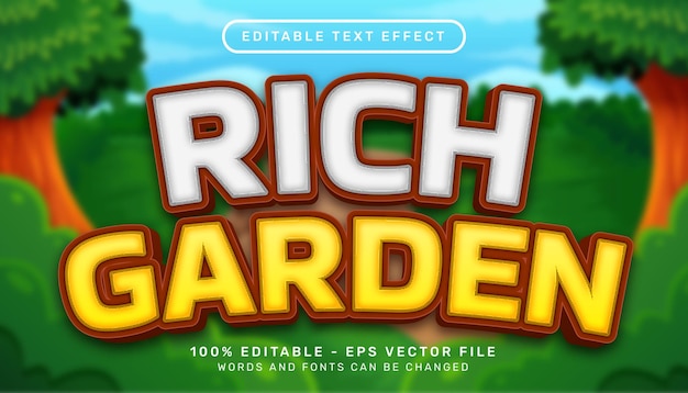 rich garden 3d text effect and editable text effect