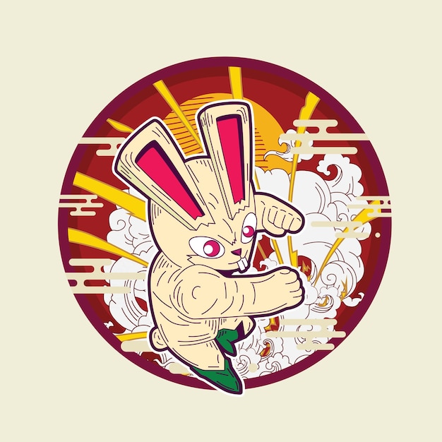 Rich Rabbit illustration for new year logo, notebook, and background