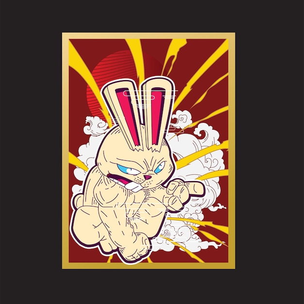 Rich Rabbit illustration for new year logo, notebook, and background