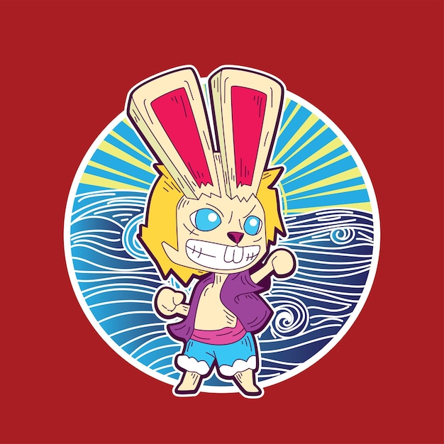 Rich Rabbit illustration for new year logo, notebook, and background