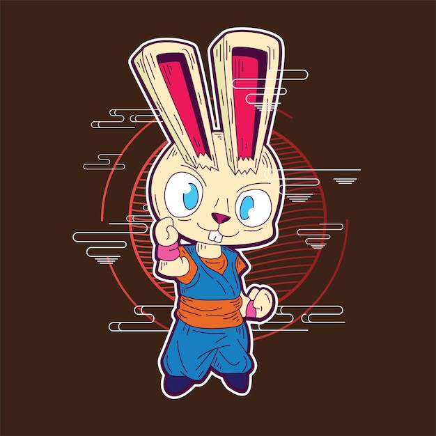 Rich Rabbit illustration for new year logo, notebook, and background