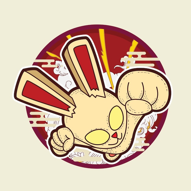 Rich Rabbit illustration for new year logo, notebook, and background