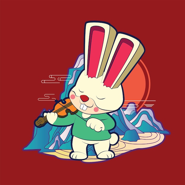 Rich Rabbit illustration for new year logo, notebook, and background