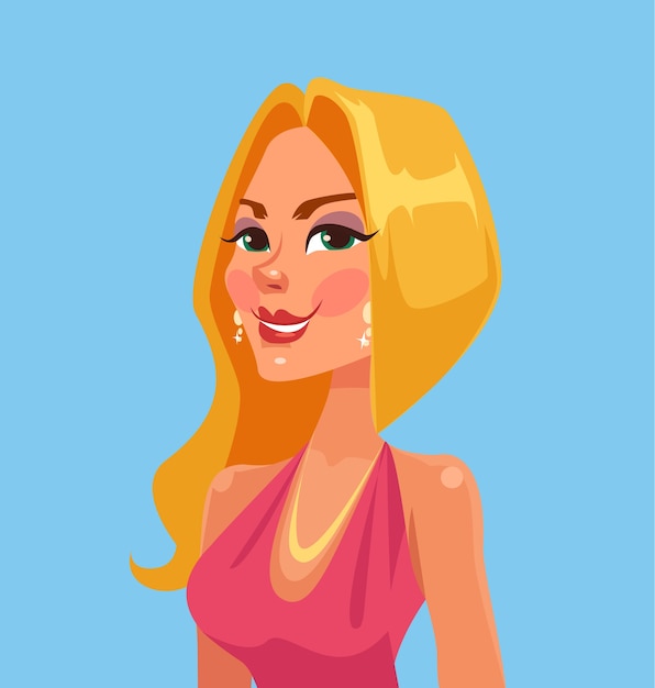 Rich successful beautiful blonde woman character. flat cartoon illustration