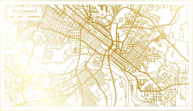 Richmond USA City Map in Retro Style in Golden Color Outline Map