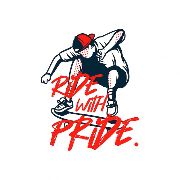 Ride with pride skate illustration