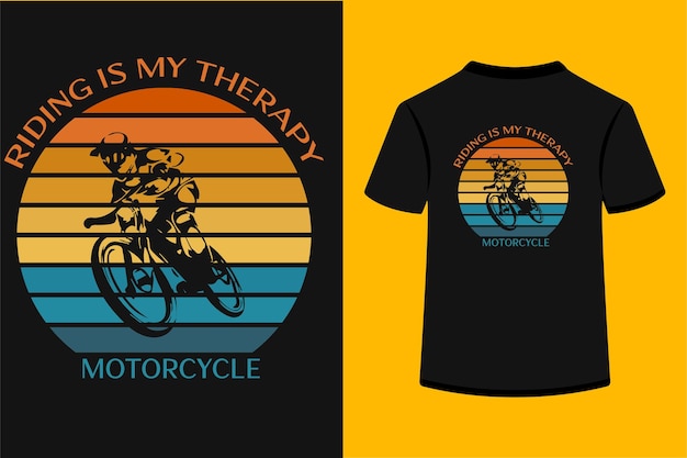 Riding is my therapy TShirt Design Black