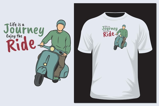 Riding retro scooter cartoon character design on t shirt