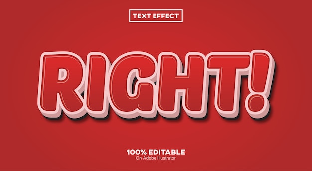 Right 3D editable text effect