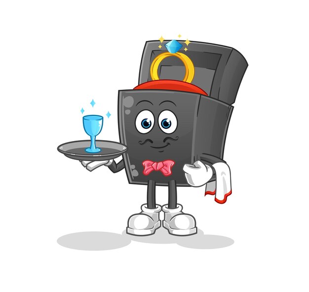 Ring box waiter cartoon cartoon mascot vector