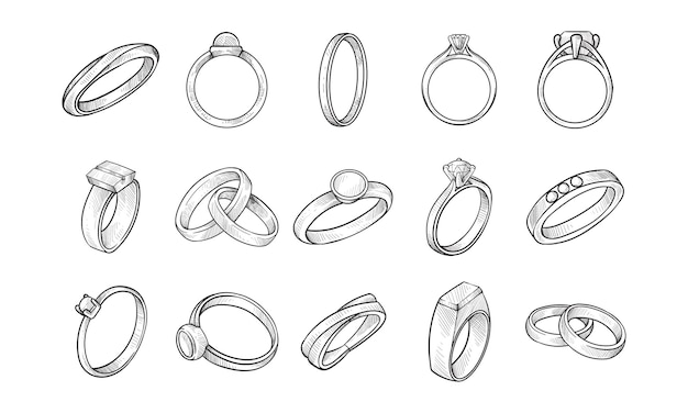 Vector ring handdrawn collection