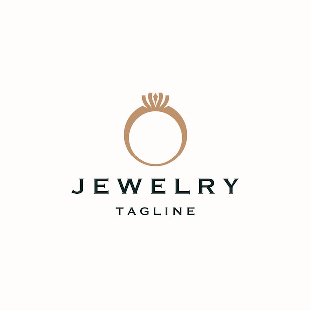 Ring jewelry logo icon design template Elegant beauty royal flat vector