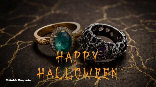 a ring that says happy halloween on it