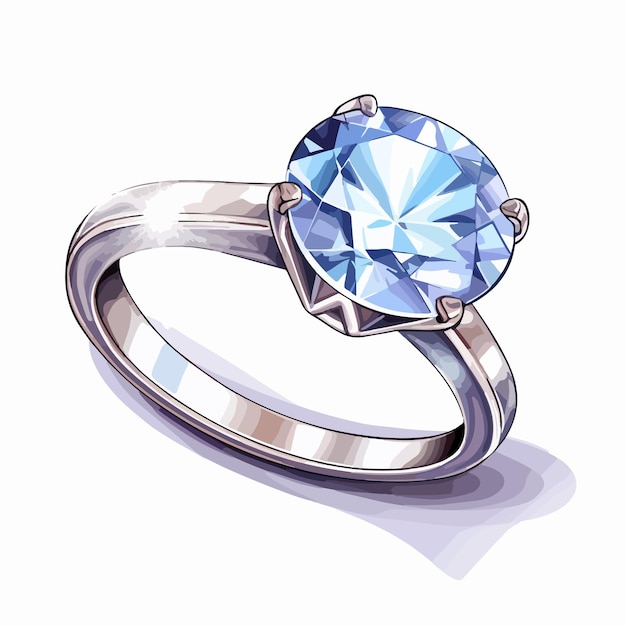 Vector a ring with a blue diamond on it