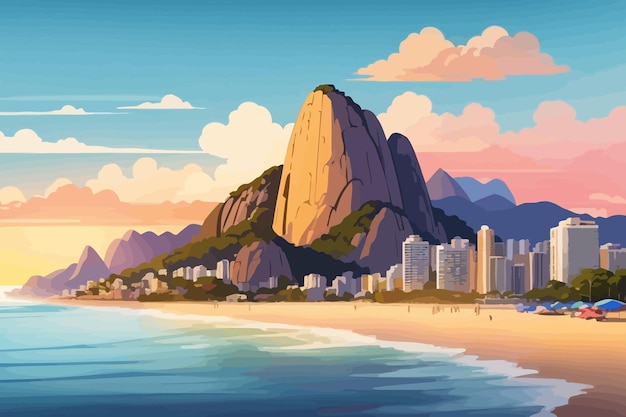 Rio de janeiro Brazil scenery of pedra de gavea moutain illustration