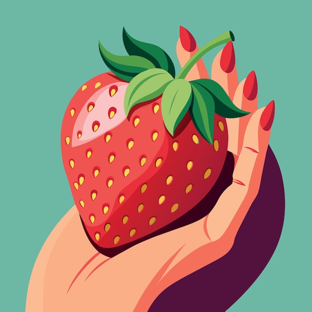 A ripe fresh strawberry in woman fingers