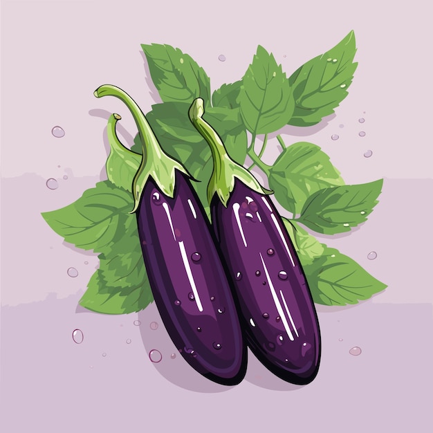 Ripe juicy eggplants vector illustration