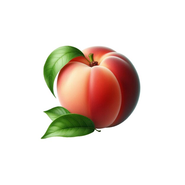 Ripe Peach With Leaves vector