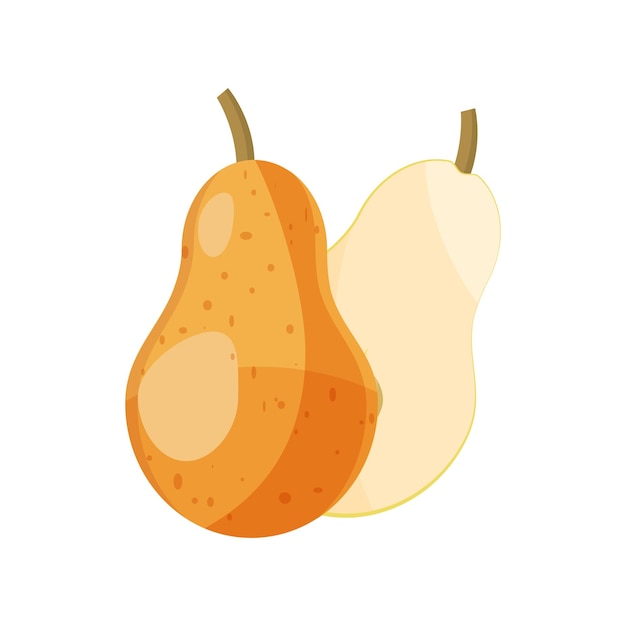 Ripe pear icon in cartoon style on a white background