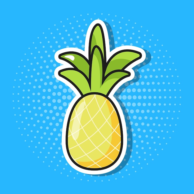 Ripe Pineapple in Pop Art Style