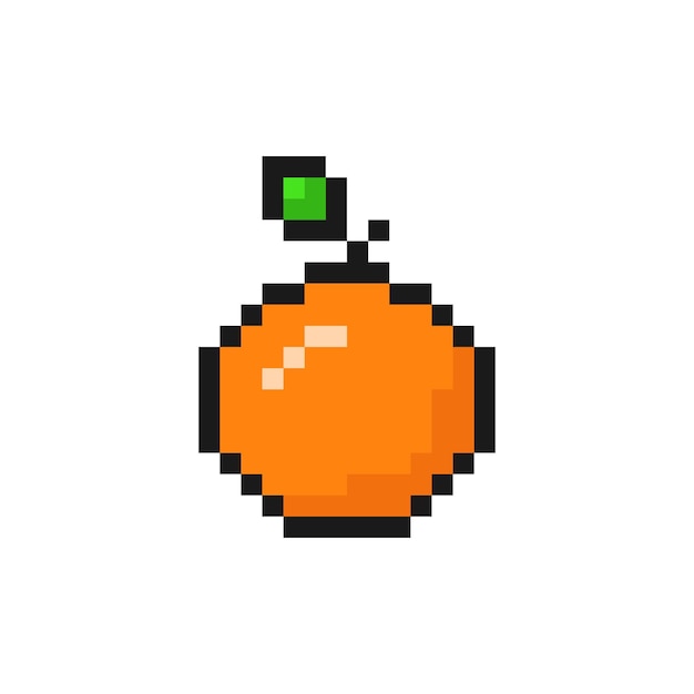 Ripe pixelated orange with leaf