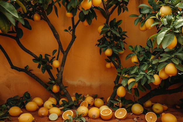 Vector ripe pomelo fruits hang on the trees in the citrus garden harvest of tropical pomelo in orchard