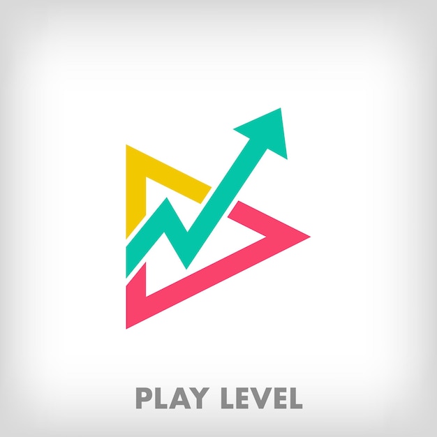 Rising arrow logo from creative play sign Unique creative colors Viewership increase logo template