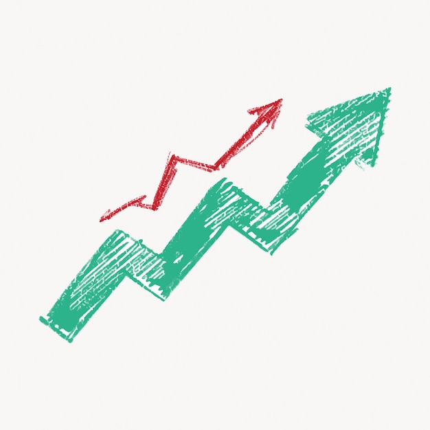 Vector rising graph arrow sketch illustration